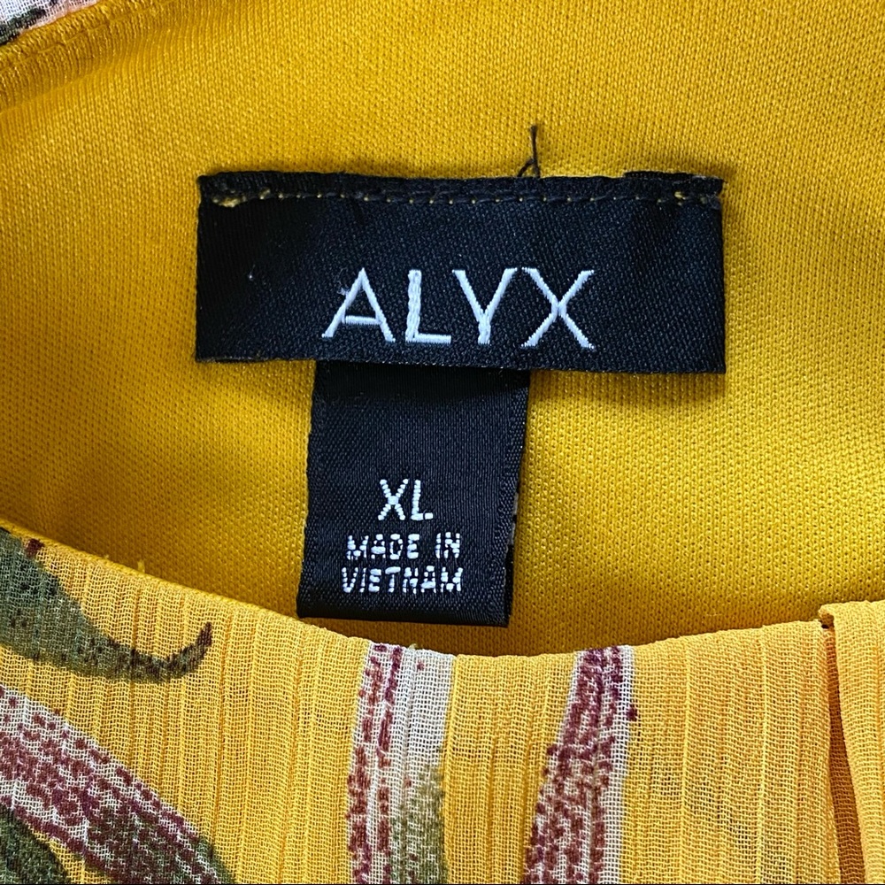 ALYX Yellow Floral Print Woven Blouse Sz XL - Picture 10 of 15